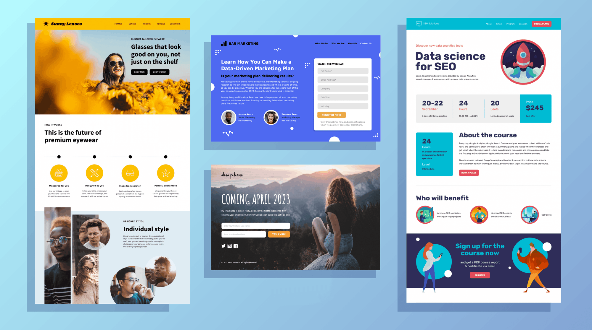 Landing page design